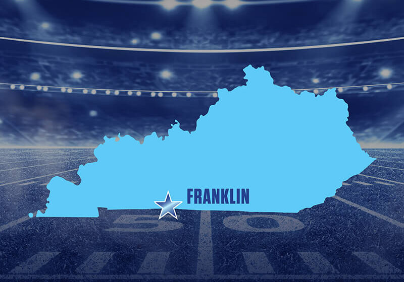 Franklin, Kentucky location on the shape of Kentucky