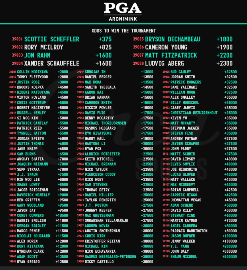 Image for the Tweet beginning: #PGAChamp 🏌️‍♂️⛳️odds are up @CircaSports.